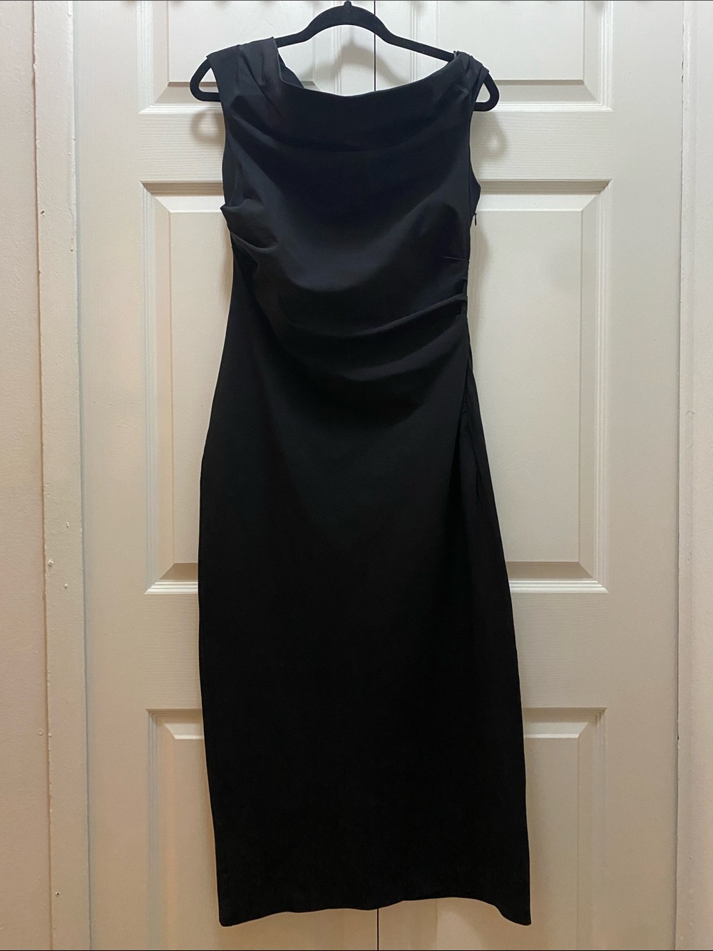 MNG Black Sleeveless Midi Dress - Elegant Evening Wear - NWOT - Size 8
